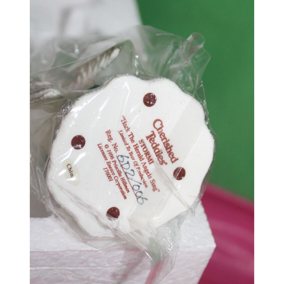 Enesco Cherished Teddies Figurine Stormi Hark The Herald Angels Sing 1996 In Box - Picture 11 of 14